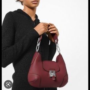 Michael Kors Collection Bancroft Medium Shoulder Bag in Burgundy